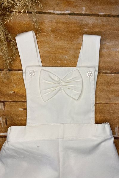 Shecco Babba White Bow Tie Shorts Jumpsuit, Baby Boy Birthday Jumpsuit, Baby Jumpsuit Models
