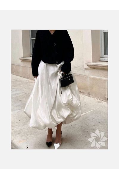 NALINCI Satin Midi Balloon Skirt Satin Balloon Skirt