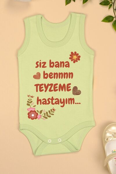 Genel Markalar Pamuklu Teyzeme Hastayım Baskılı Çıtçıt Body Zıbın