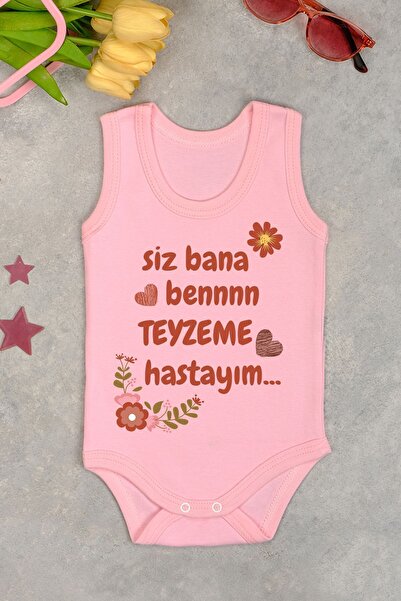 Genel Markalar Pamuklu Teyzeme Hastayım Baskılı Çıtçıt Body Zıbın