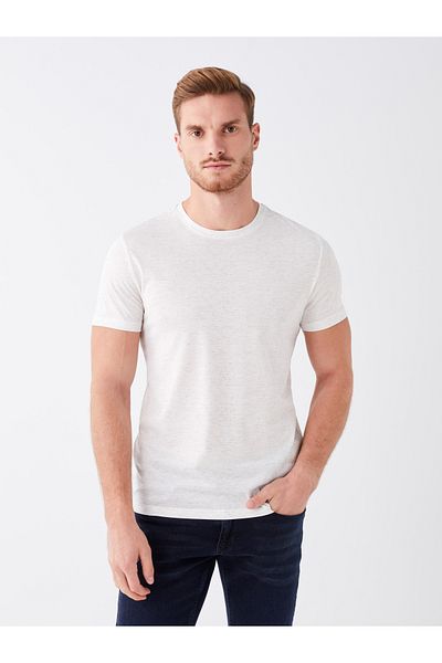 LC Waikiki Męski T-shirt z krótkim rękawem i okrągłym dekoltem
