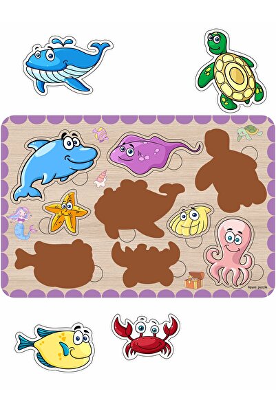 LİPYOS Sevimli Deniz Canlıları, Balık, Ahtapot, Yengeç  Bultak Ahşap Puzzle