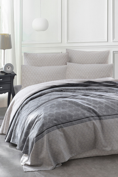 Enlora Home Doğal Pike Baskılı Çift Kişilik Creative Gri