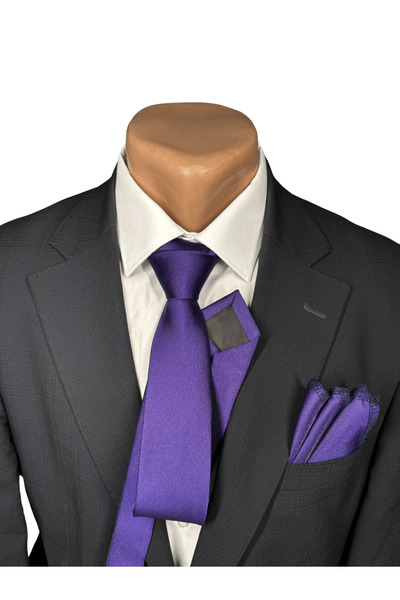 HARES Limited Edition Purple Handmade Tie & Handkerchief