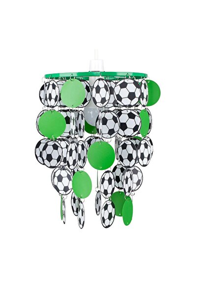 ASR Yeşil Siyah Beyaz Futbol Topu Desenli Sarkıt Çocuk Odası Aydınlatma Avize...