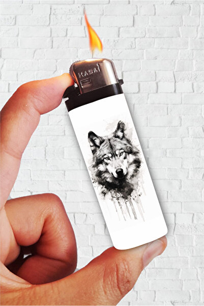 SARANG Çakmak Beyaz Bozkurt - Kurt Baskılı Klasik Gazlı Çakmak