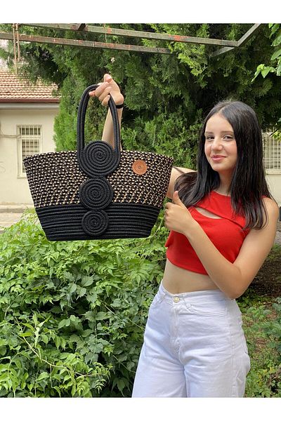 ModaCardin Τσάντα παραλίας και ώμου - Τσάντα χειρός Jute Straw Look