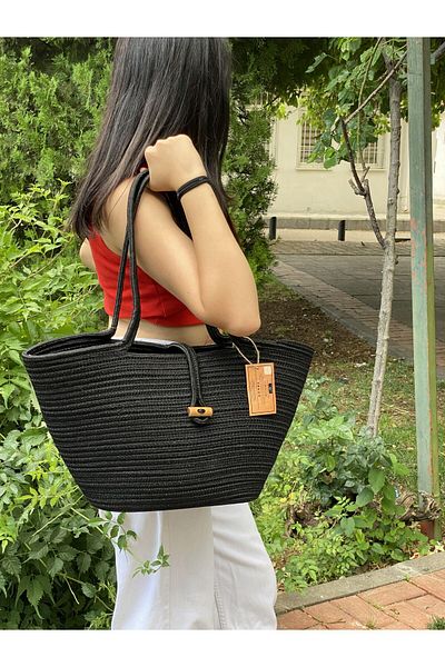 ModaCardin Τσάντα παραλίας και ώμου - Τσάντα χειρός Jute Straw Look