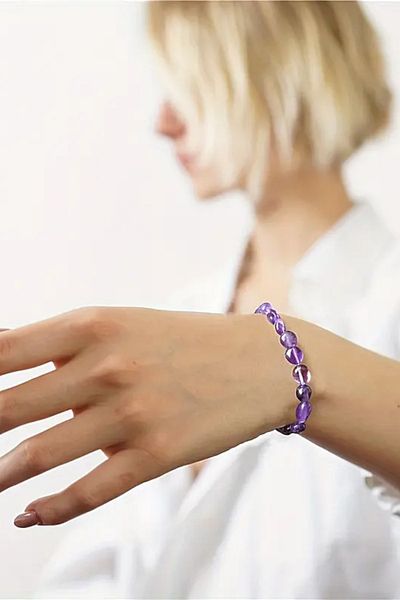 NBS Beautiful Naturel Stones Amethyst Unisex Natural Stone Bracelet - Amorphous Model, Choose Size Suitable for Your Wrist