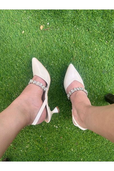LİNEER Pantofi de mireasă stiletto confortabili, cu toc, alb, alb, 5 cm, pentru femei