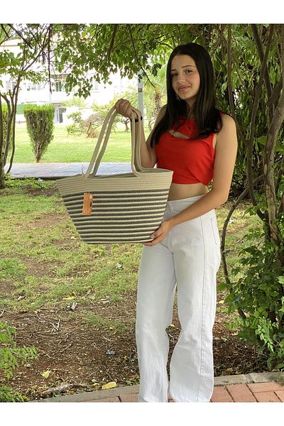 ModaCardin Beach and Shoulder Bag - Jute Straw Look Handbag