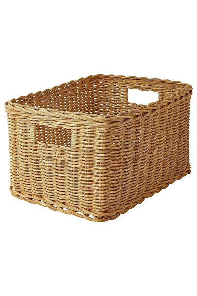 IKEA 25x35x20 سم مصنوع يدويًا من الخيزران الطبيعي - سلة تروميس باللون الأزرق الداكن (قطر 26-50)