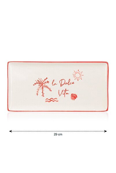 LC Waikiki Baskılı Seramik Kayık Tabak - 14x28 cm