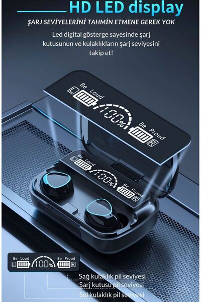 TeknoHepsi Led Göstergeli Powerbankli M10 Bluetooth Kulaklık PY10 Yüksek Bass...