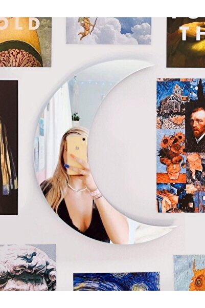 Nef Tasarım Atölyesi Dekoratif Ay Desenli Gümüş Ayna Pleksi Duvar Süsü ( Yapı...