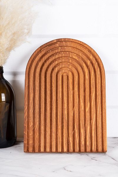 DNS HOME Wooden Carved Half Rainbow Decorative Tray Presentation Tray Presentation Bathroom Tray