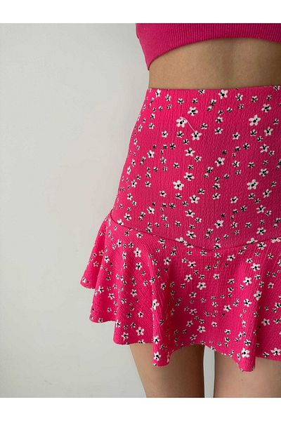 Vesse Butik Floral Patterned Pleated Flounce Shorts Skirt