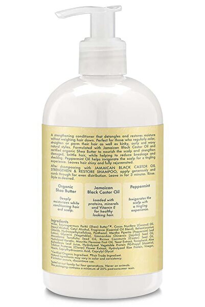 Shea Moisture Balsam de păr cu ulei de ricin negru jamaican, întăritor și reparator, 384 ml