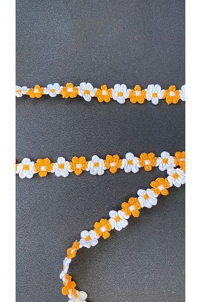 Ozpas Orange-White Stripe Flower - 1cm Width 3m