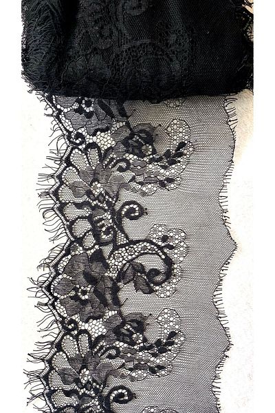 Ozpas Black Lace Striped Edge - 13cm, Width 3m