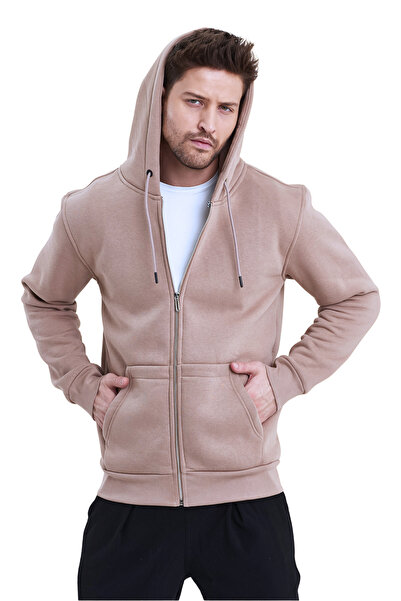 BayBayan Unisex Casual Hooded Zippered Fleece Cardigan