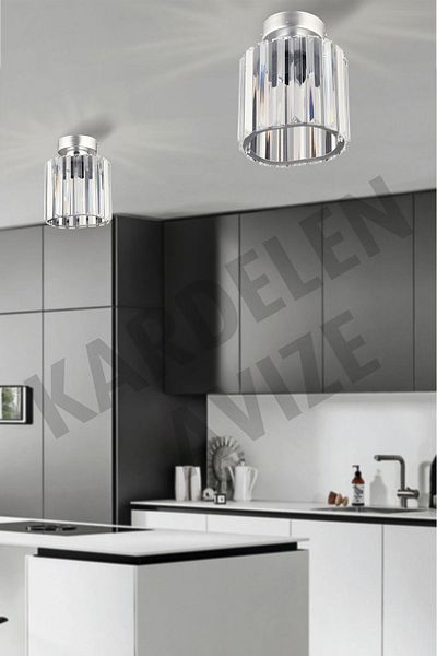 Kraliçe Crystal Stone Plafonier - Chrome Single, Luxury Chandelier