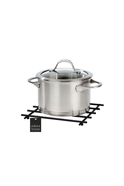 Edora Home Black 4-Piece Serving Presentation Set, Napkin Holder, Paper Towel Holder, Bread Macrame, Trivet - Metal Stainless