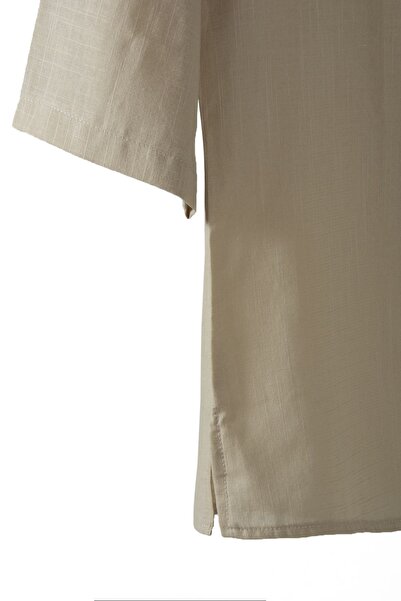 VEAVEN Ανδρικό λινό μπλουζάκι Cream Fakir Sleeve