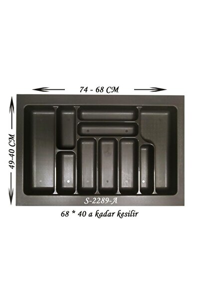 STARAX Çekmece Içi Plastik Kaşıklık Antrasit Antibakteriyel S-2289-a En:74-68 D:49-40 Cm Arası Kesil
