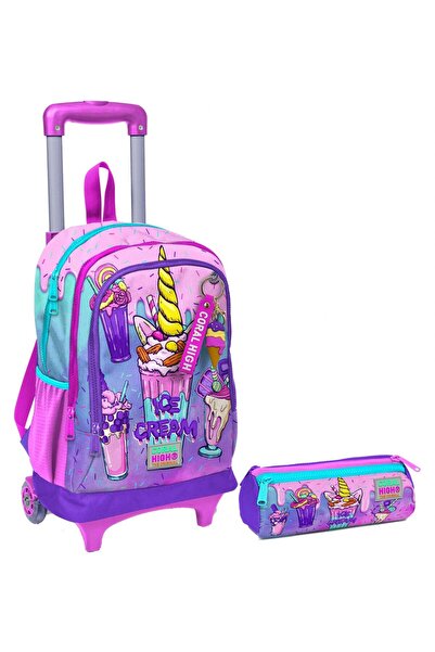 Coral High طقم ممسحة دوارة مضاءة باللون الوردي والأرجواني للآيس كريم وحامل قل...