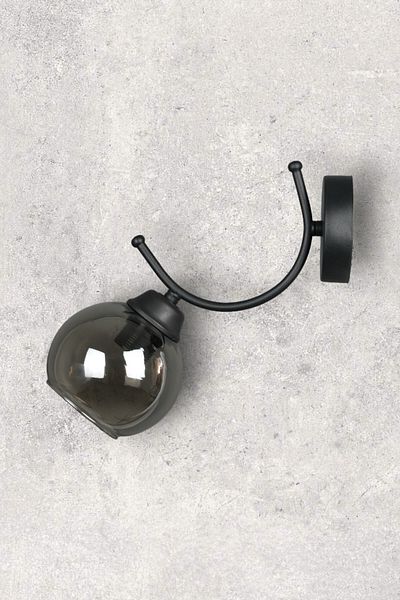 Fer Avize Sıla Sconce Modern Design Black Color White Glass Cafe - Kitchen - Bedroom - Hall Wall Sconce