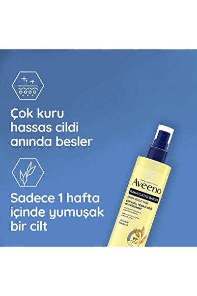 AVEENO Yulaf Yağı ve Jojoba Yağı Özlü Yoğun Nemlendirici Vücut Yağı / Çok Kuru ve Hassas Ciltler İçin
