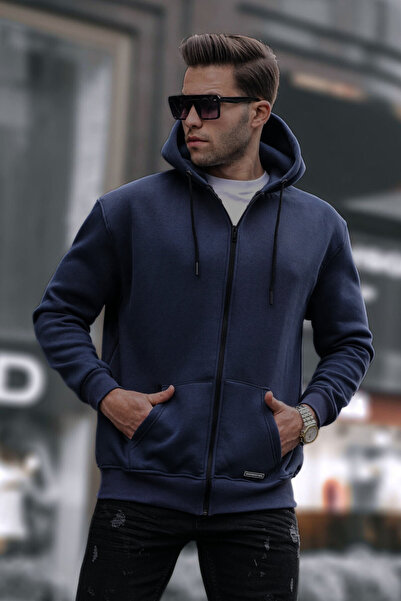 BayBayan Ανδρική χοντρή χειμερινή ζακέτα φούτερ με κουκούλα και τσέπες