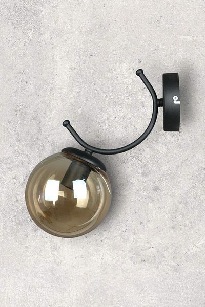 Fer Avize Sıla Sconce Modern Design Black Color White Glass Cafe - Kitchen - Bedroom - Hall Wall Sconce