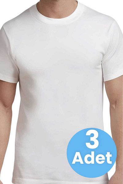 Tezzgelsin Men's Cotton 3-Piece Undershirt - Crew Neck
