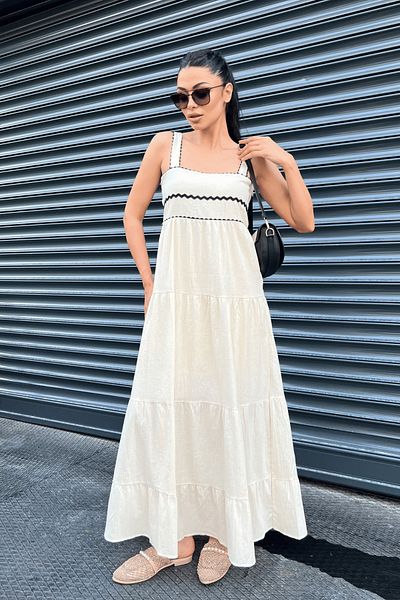 giyimmasalı Linen Maxi Dress - Strappy, CREAM