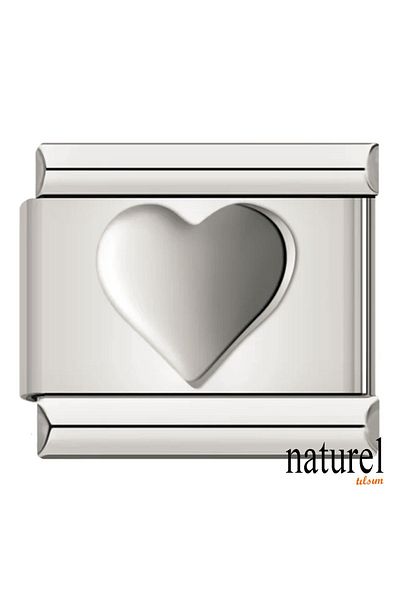 Naturel Tılsım 9mm Heart Charm - Italian Stainless Steel