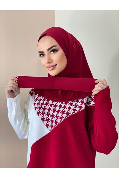 R&S modibone سباحة حجاب باللون العنابي - شال بونيه CITCITLI متوافق مع Hasema وملابس السباحة