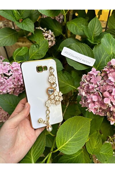 Aksesuarda Moda Samsung A7 2017 Uyumlu Çiçekli Taşlı İncili El Geçmeli Lazer ...