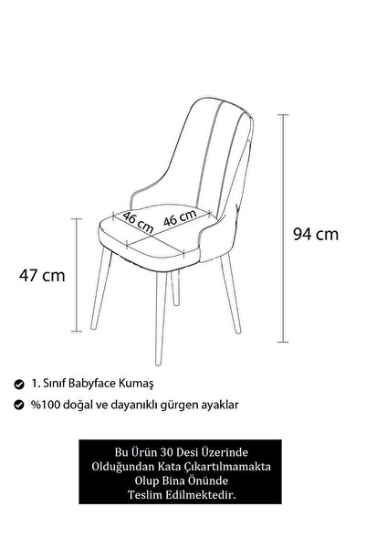 Canisa Concept Pare Serisi 1 Adet Antrasit Sandalye Babyface Kumaş Ceviz Ayaklı