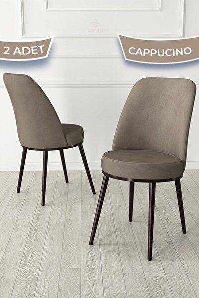 Canisa Jaxe Serisi 2 Adet Cappucino Mutfak Sandalyesi Metal Kahverengi Iskelet 1. Sınıf Babyface Kumaş