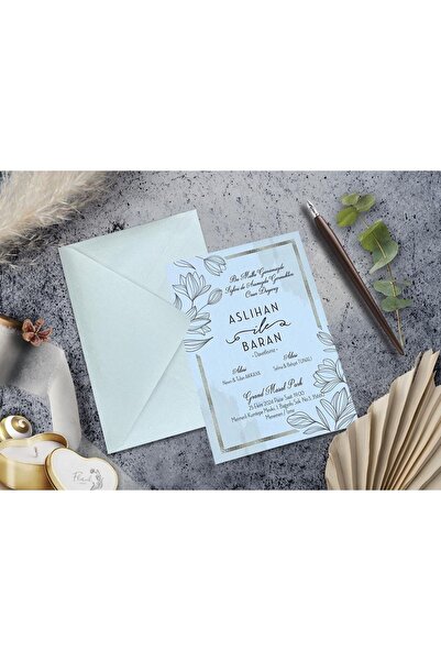 Genel Markalar Düğün Davetiyesi Cem Davetiye Elegance 7063 Baskı Dahil
