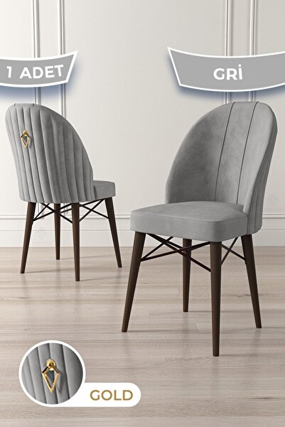 Canisa Ritim Serisi, Ceviz Gürgen Ayaklı 1.sınıf Babyface Ithal Kumaş Gri Sandalye Gold Halkalı, 1 Adet