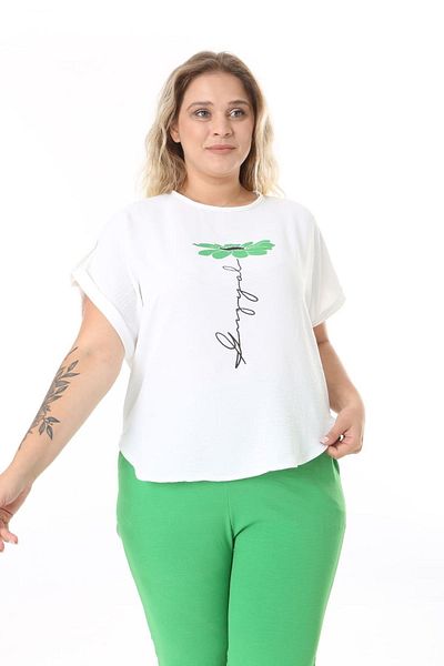 xlargebutik موسم نيوي - طقم ملابس كابري أخضر مقاس كبير