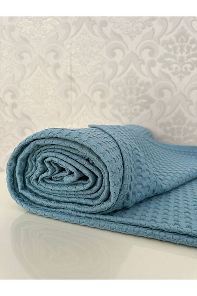Muteks Pătură unică premium 100% bumbac - cuvertură de pat, țesătură anti-transpirație, ALBASTRU PETROLEU, (160x240cm)