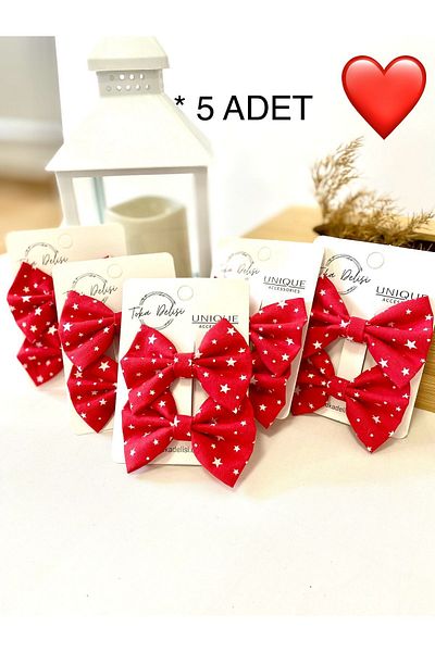 Toka Delisi 5 Pieces Handmade Double Combination Red and White Star Buckle for 23 April, 29 October
