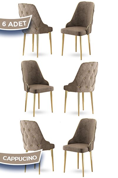 Canisa Krax Serisi 1.sınıf Babyface Kumaş Yemek Odası Sandalyesi Gold Metal A...