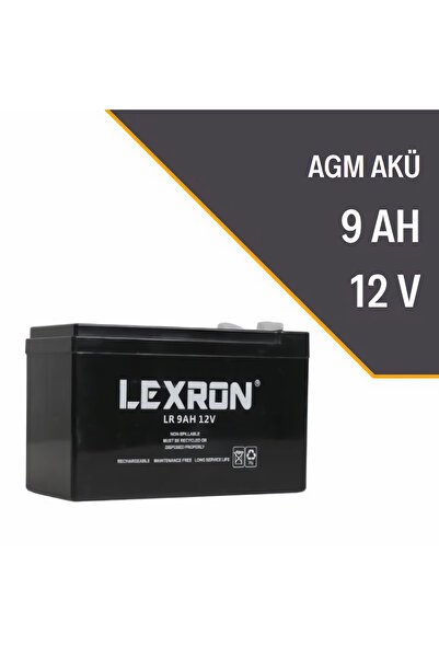 Lexron 9A - 12V  Kuru Tip Akü (AGM Akü)