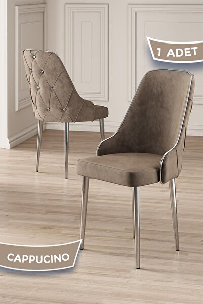 Canisa Krax Serisi, 1.sınıf Babyface Kumaş Mutfak Sandalye, Gümüş Metal Ayak,...
