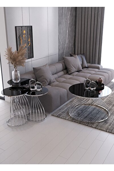 Nies Aksesuar 4 Lü Kuğu Gümüş Ayak Siyah Cam